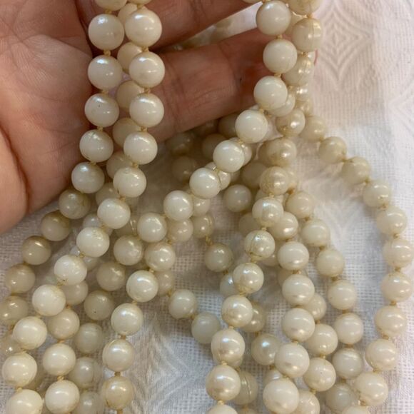 Vintage 1950s Multi Strand Bead Off White Choker Japan Great 4 Up Cycle  (J529) - Picture 12 of 14